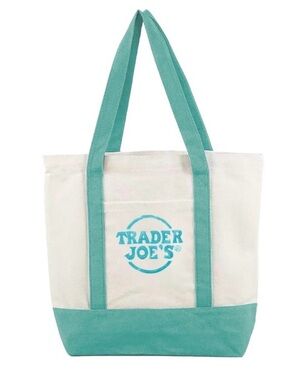 New Trader Joe's Cream with Pastel Green Mini Tote
